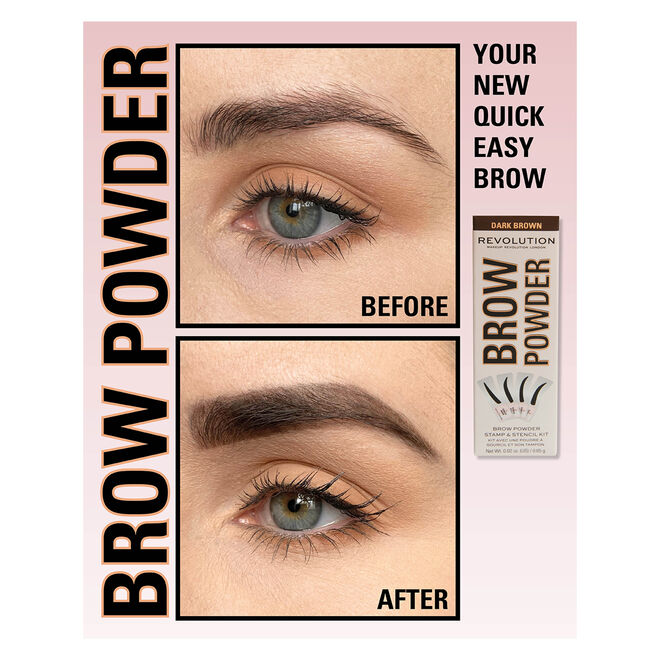 Makeup Revolution Brow Powder Stamp & Stencil Kit Dark Brown